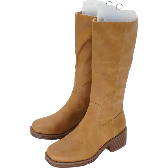 Women's Tan Square Toe Tall Boots US 7 M - Picture 2 of 6